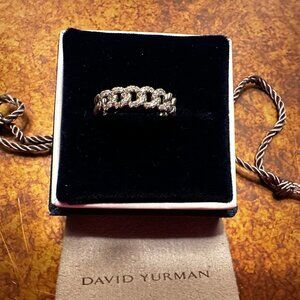 David Yurman Belmont Narrow Curb Link Ring With Diamond Pave .205 TW SZ7